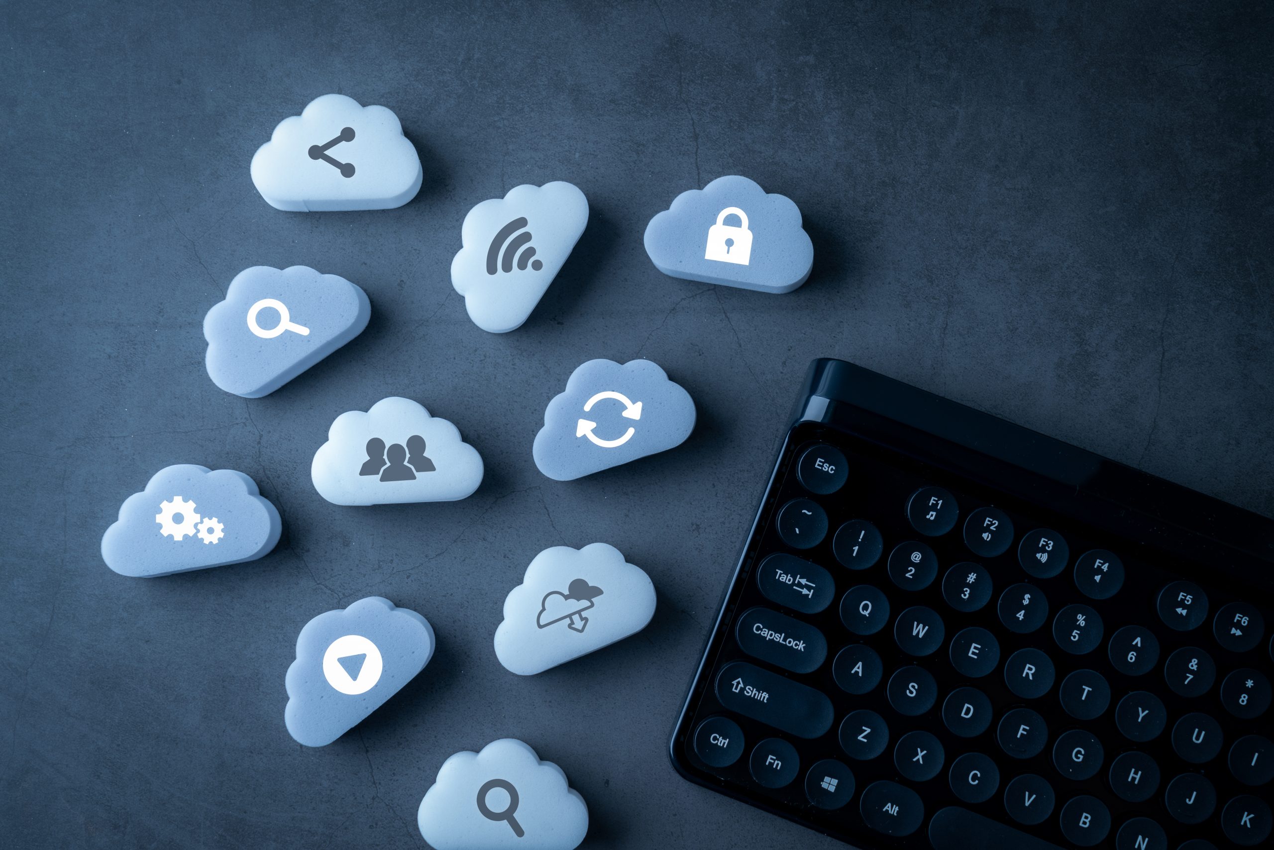 Cloud technology icon for online shopping global business concept